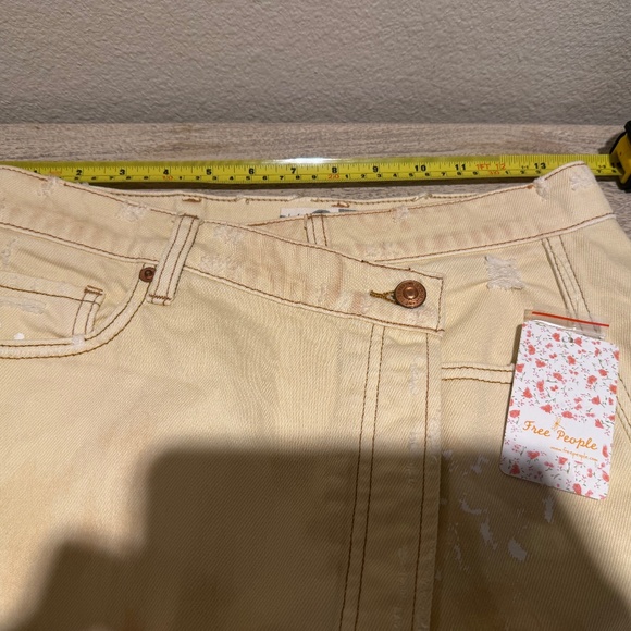 Free People Parker Wrap Butter Cream Distressed Denim Mini Skirt Size 27 New NWT - Picture 13 of 15